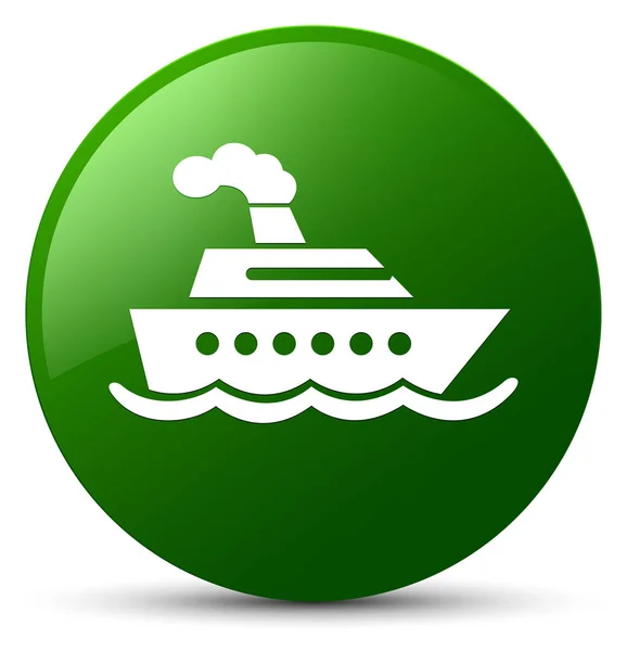 Cruise ship icon green round button — Stock Photo, Image