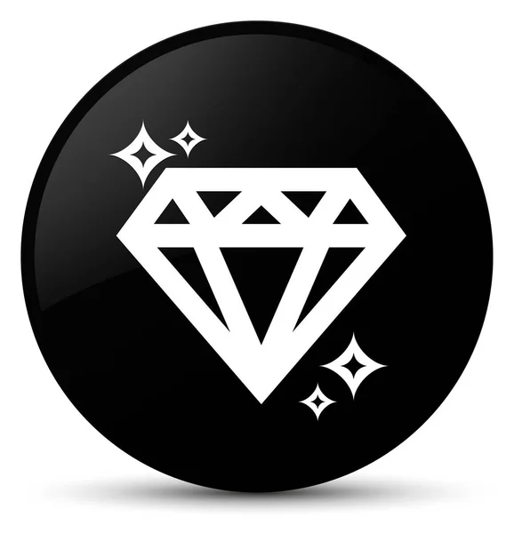 Icône diamant bouton rond noir — Photo