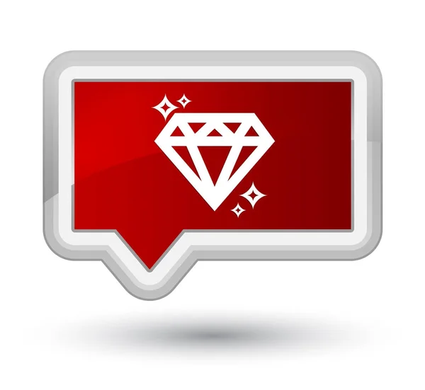 Diamant icône premier bouton de bannière rouge — Photo