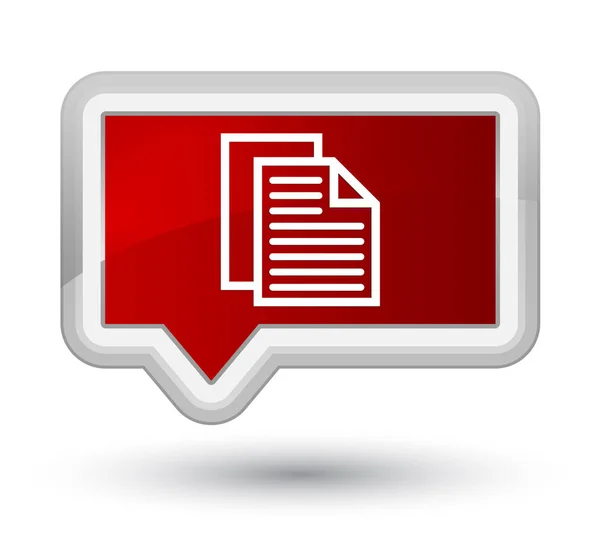Ícone de páginas de documento botão de banner vermelho principal — Fotografia de Stock
