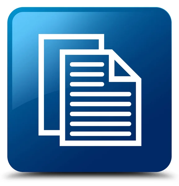 Ícone de páginas de documento botão quadrado azul — Fotografia de Stock