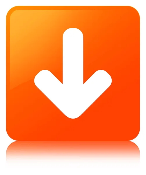 Ladda ner pilen ikonen orange fyrkantiga knappen — Stockfoto