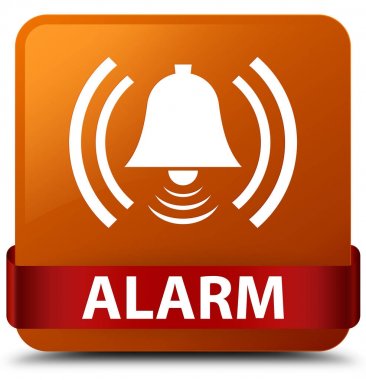 Alarm (zil simgesini) kahverengi kare düğme kırmızı kurdele orta