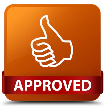 Onaylı (Yaşasın simgesi) kare düğme kırmızı kurdele midd kahverengi