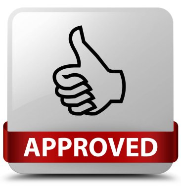 Onaylı (Yaşasın simgesi) kare düğme kırmızı kurdele midd içinde beyaz