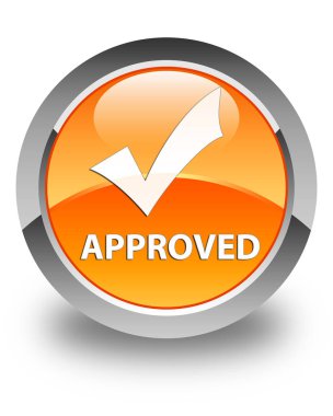 Onaylı (simge doğrulama) parlak turuncu yuvarlak düğmesi