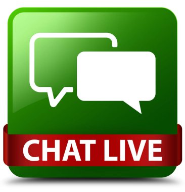 Yeşil kare düğme kırmızı kurdele orta canlı sohbet