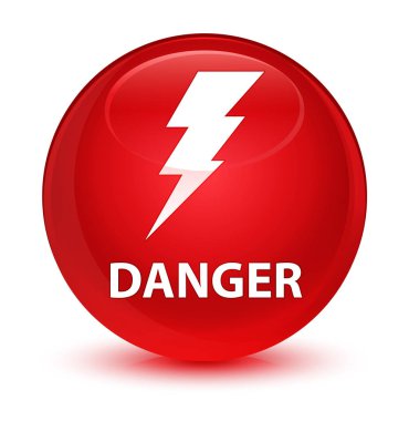 Tehlike (elektrik simgesi) cam gibi kırmızı yuvarlak düğmesi