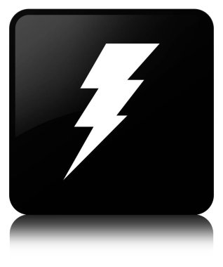 Elektrik simge siyah kare düğme