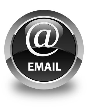 E-posta (adresi simgesi) parlak siyah yuvarlak düğme