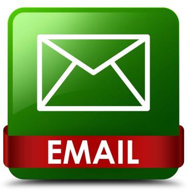 E-posta yeşil kare düğme kırmızı kurdele orta