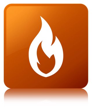 Yangın alev kutsal kişilerin resmi kahverengi kare düğme