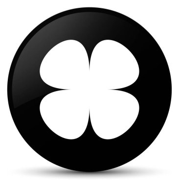 Çiçek yaprak simge siyah yuvarlak düğmesi