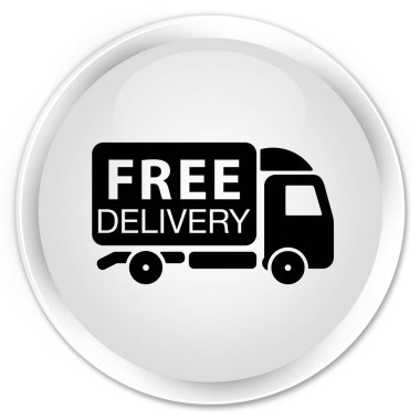 Ücretsiz teslimat kamyonu simgesi premium beyaz yuvarlak düğmesi