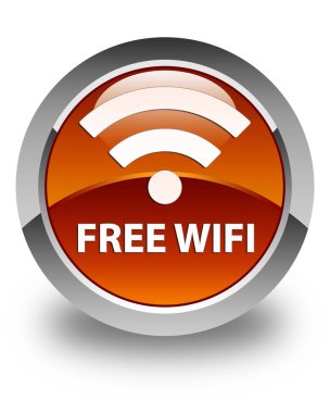 Ücretsiz Wi-Fi parlak kahverengi yuvarlak düğme