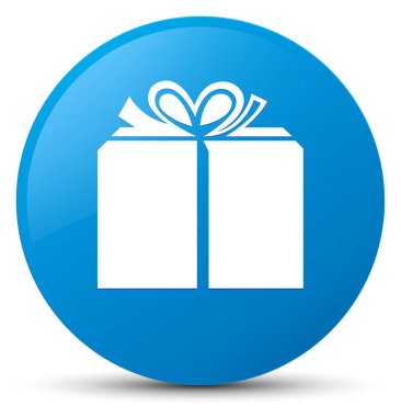 Hediye kutusu simgesi mavi mavi yuvarlak düğmesi