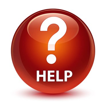 Yardım (soru simgesi) cam gibi kahverengi yuvarlak düğmesi