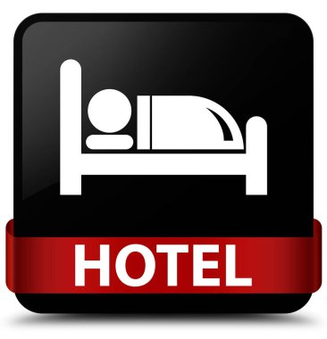 Otel siyah kare düğme kırmızı kurdele orta