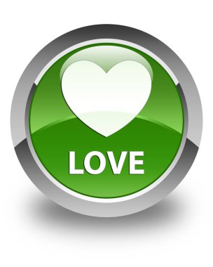 Aşk parlak yumuşak yeşil yuvarlak düğme