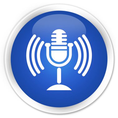 Mikrofon simgesi sigorta primi mavi yuvarlak düğmesi