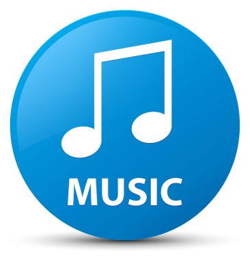 Müzik (tune simgesi) camgöbeği mavi yuvarlak düğmesi