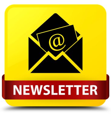 Bülten sarı kare düğme kırmızı kurdele orta