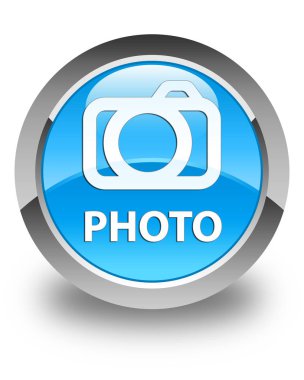Fotoğraf (kamera simgesi) parlak mavi mavi yuvarlak düğmesi