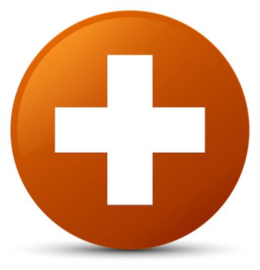 Artı simgesi kahverengi yuvarlak düğmesi