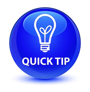 Çabuk uç (ampul simgesi) cam gibi mavi yuvarlak düğmesi