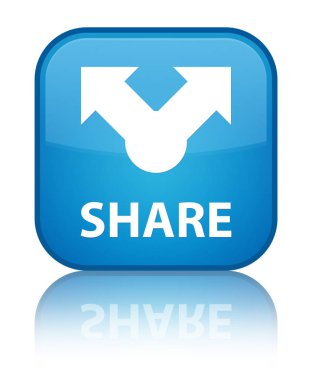 Özel mavi mavi kare düğmeyi paylaşır