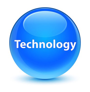 Teknoloji camsı camgöbeği mavi yuvarlak düğmesi