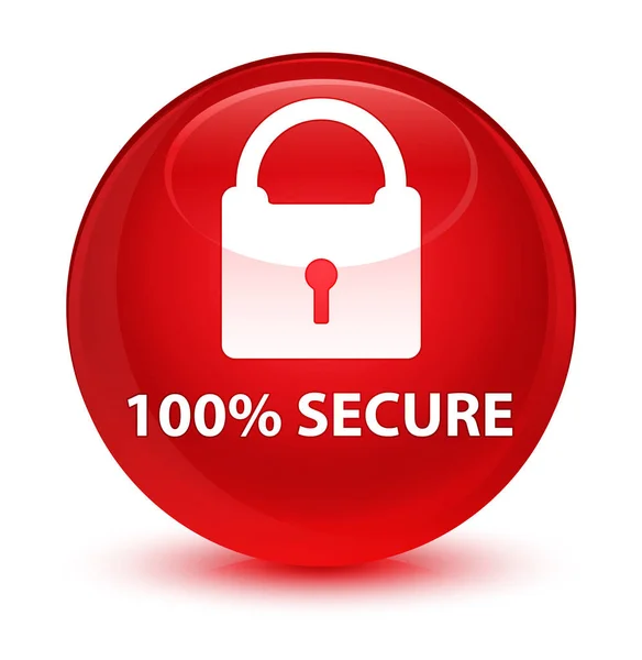 100% 安全なガラス赤い丸いボタン — ストック写真