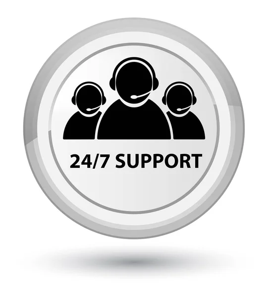 24 / 7 Support (customer care team icon) prime white round button — стоковое фото