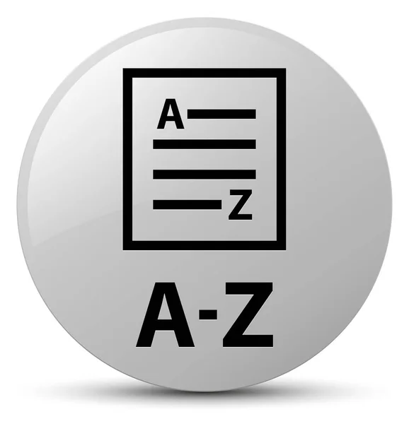A-Z (ícone de página de lista) botão redondo branco — Fotografia de Stock
