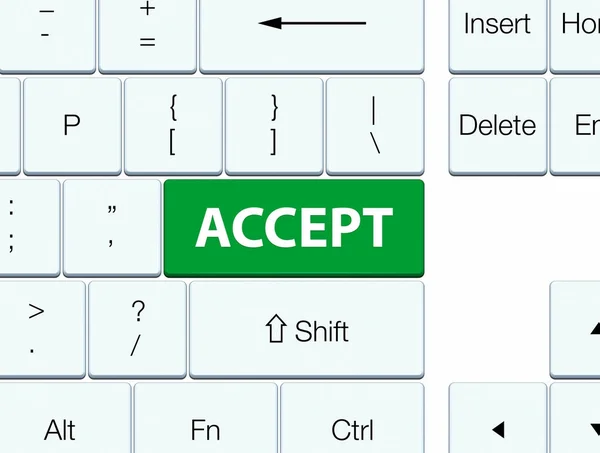 Yeşil klavye düğmesine kabul — Stok fotoğraf