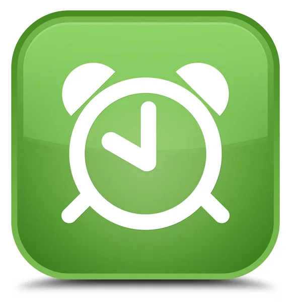 Ébresztő óra ikon speciális puha zöld négyzet gomb — Stock Fotó