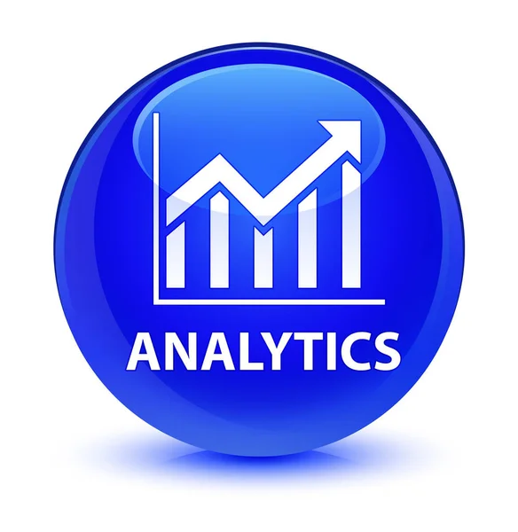 Analytics (statystyki ikona) szklisty niebieski okrągły przycisk — Zdjęcie stockowe