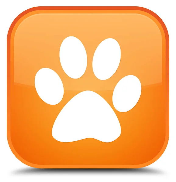 Animal footprint icon special orange square button — Stock Photo, Image