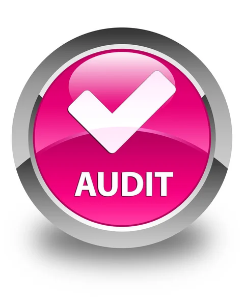 Audit (validare pictogramă) buton rotund roz lucios — Fotografie, imagine de stoc