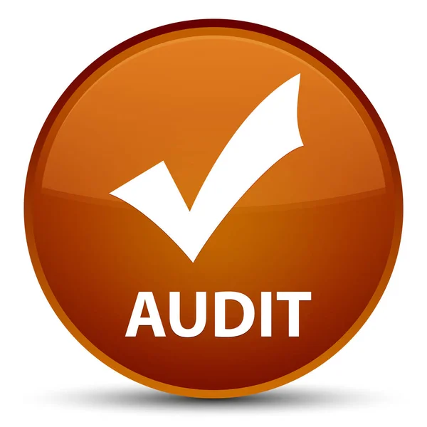 Audit (Validierungssymbol) spezielle braune runde Taste — Stockfoto