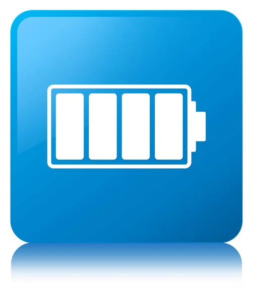 Batterij pictogram cyaan blauw vierkante knop — Stockfoto