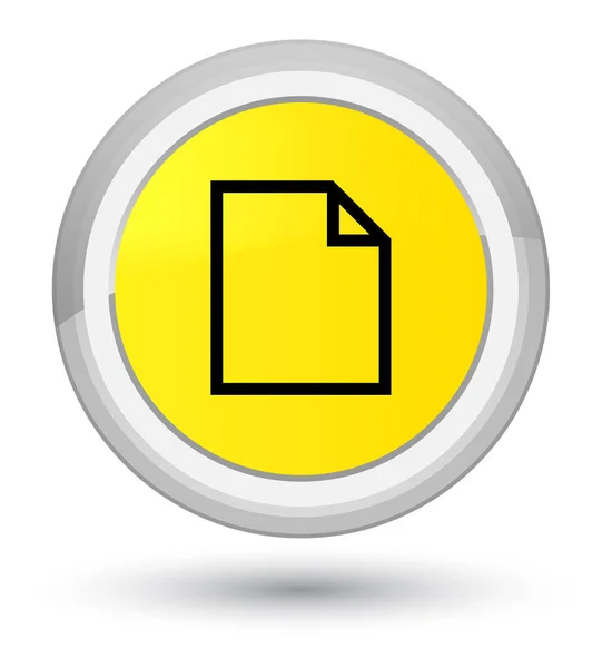 Ícone de página em branco botão redondo amarelo primo — Fotografia de Stock
