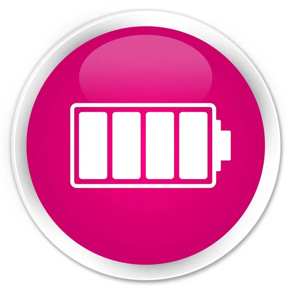 Піктограма батареї преміум рожева кругла кнопка — стокове фото