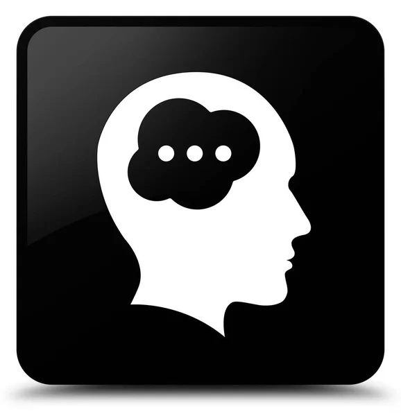 뇌 머리 아이콘 검은 사각형 버튼 — 스톡 사진