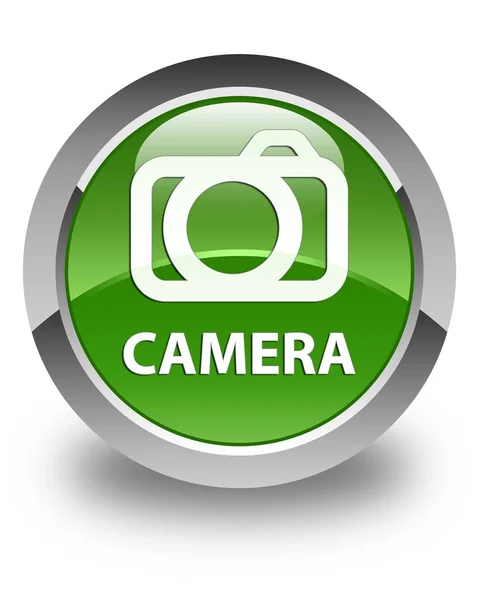 Macchina fotografica pulsante rotondo verde morbido lucido — Foto Stock