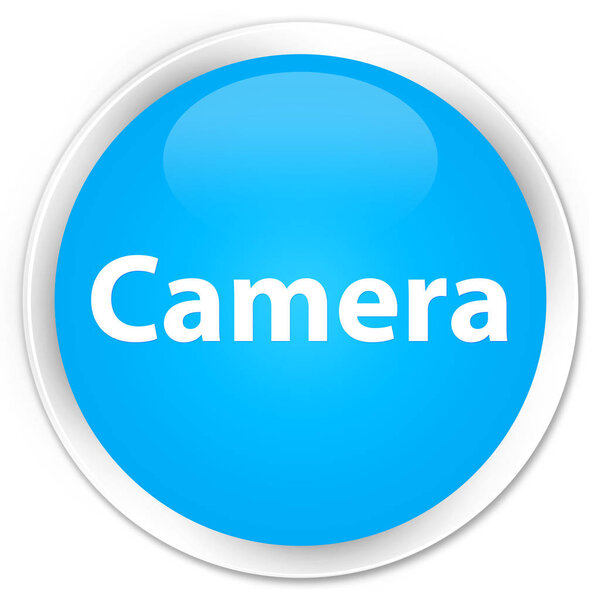 Camera isolated on premium cyan blue round button abstract illustration