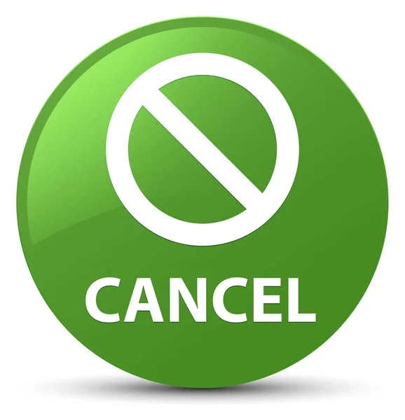 取消 (禁止标志图标) 软绿色圆形按钮 — 图库照片