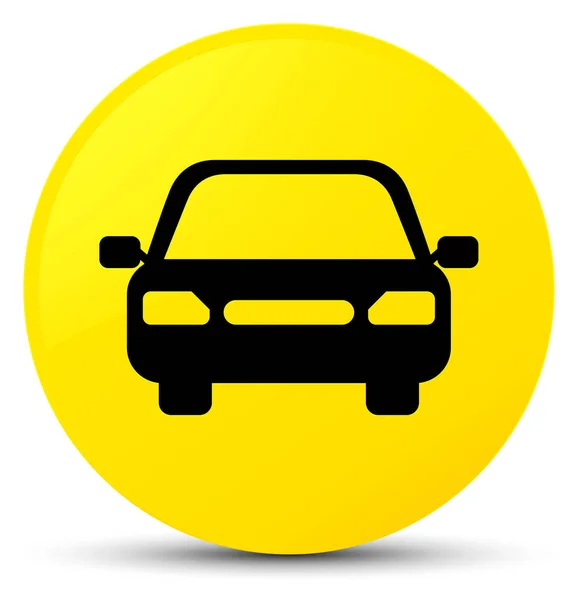 汽车图标黄色圆形按钮 — 图库照片