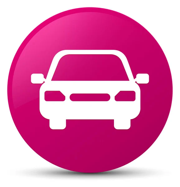 Carro ícone rosa botão redondo — Fotografia de Stock