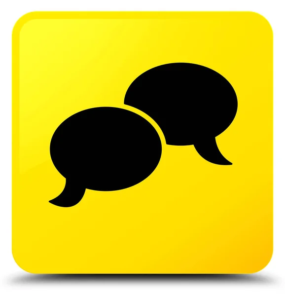 Chatten bubblan ikonen gula fyrkantiga knappen — Stockfoto
